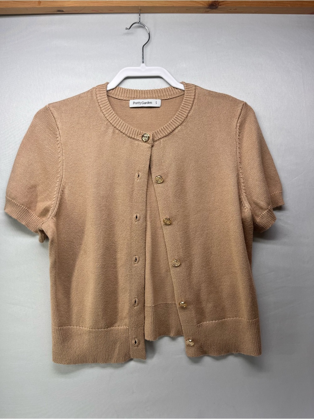 Pretty Garden Tan Short-Sleeve Button Cardigan